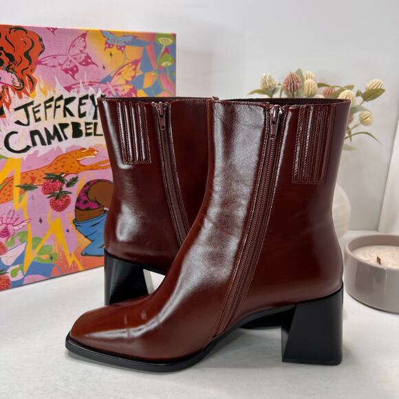 Jeffrey Campbell Sherpal Chunky Heel Zip Boot Brown Women 9.5 Tried On - Picture 6 of 11